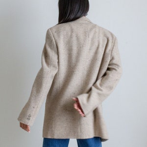 Vintage cream heathered wool herringbone blazer // XL (2307)