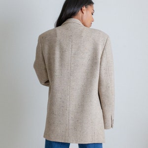 Vintage cream heathered wool herringbone blazer // XL (2307)