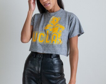 Vintage gray cotton blend UCLA cropped tee shirt // S (2451)