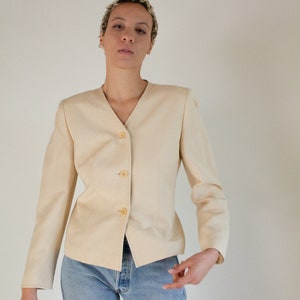 Vintage tan linen blend cropped jacket // M 1621 image 4