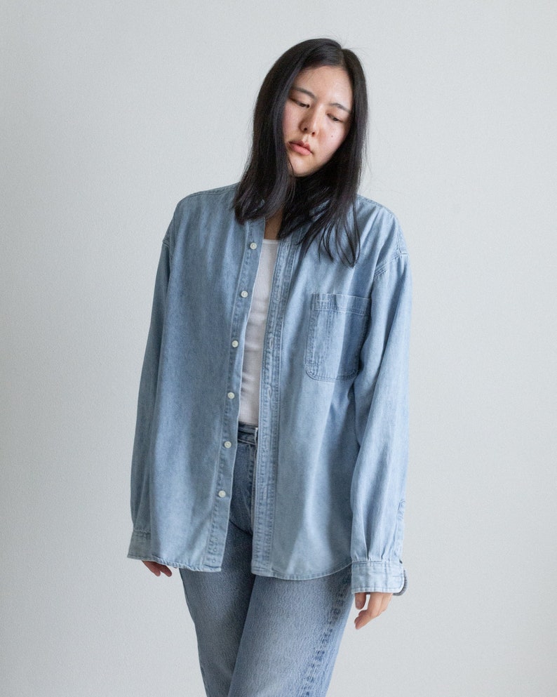 Vintage denim cotton button down shirt // XXL (2428)