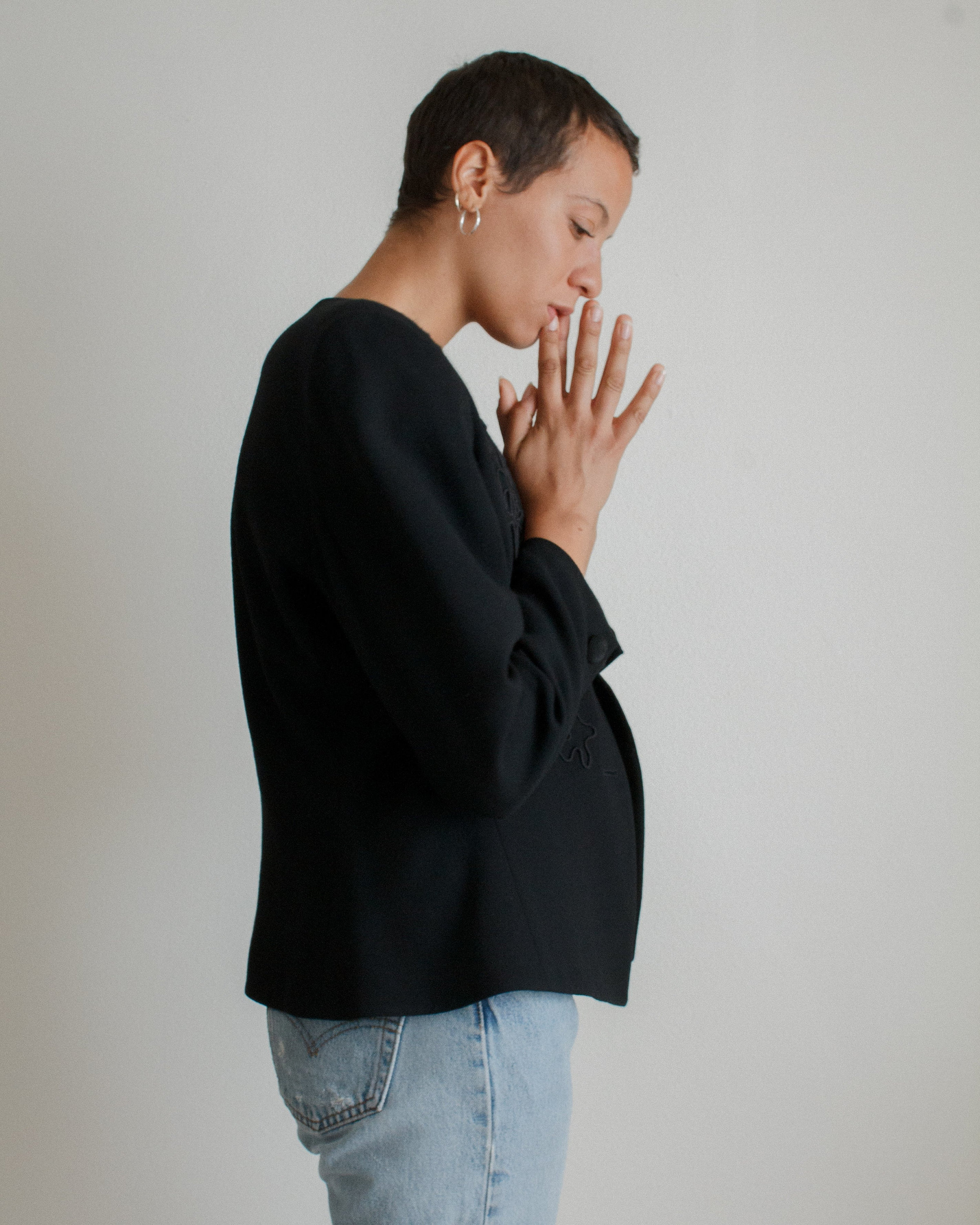 Vintage Black Wool Abstract Embroidered Jacket // L (1928) - Etsy