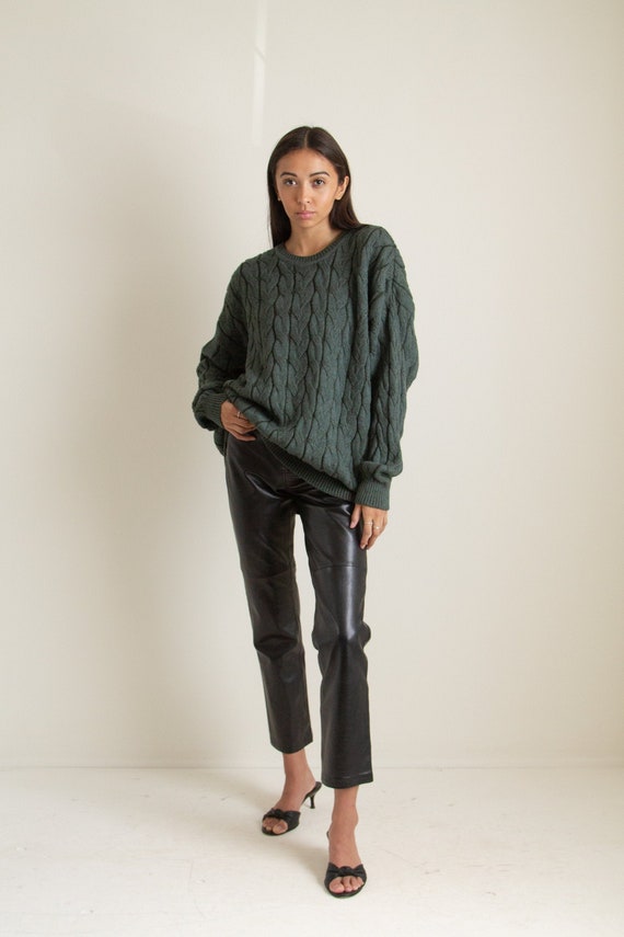 Vintage forest green alpaca wool sweater // XXL+ (