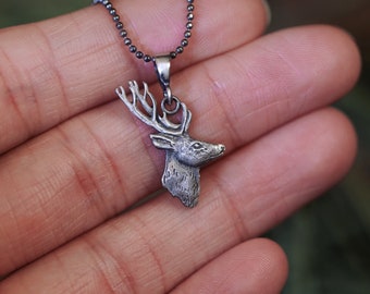 Red deer Mini Pendant, Forest Animal Jewelry, deer Charm Necklace, Multiple Chain Lengths, Woodland Jewelry, Forest Nature jewels, stag deer