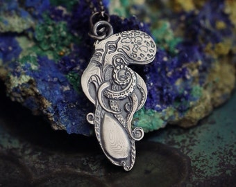 Octopus Pendant, Silver Ocean Animal Jewelry, Silver Pendant, Marine Jewelry, Nautical Charm, Multiple Chain Lengths, Sea lover gift,