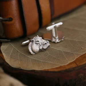 African hippo cuff links, Silver hippo jewelry, hippopotamus man accessories, cuff links silver, Hippo Jewelry, wild animal cuff, Africa fan imagem 5