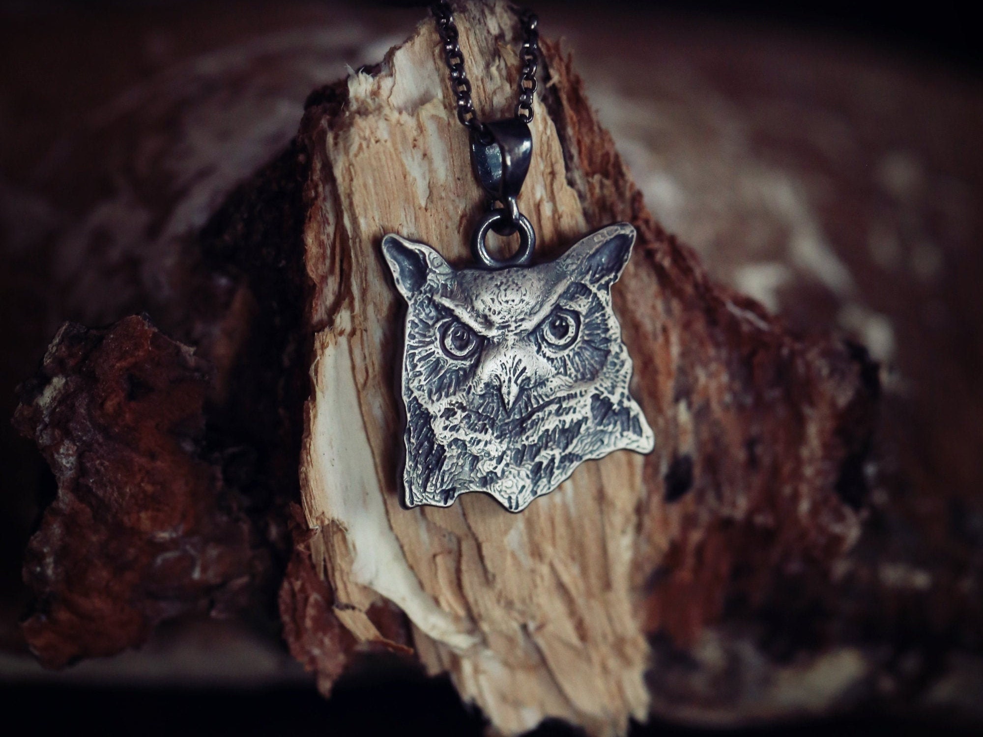 Owl Head Pendant, Sterling Silver, Bird Jewelry, Bird Charm Necklace, Multiple Chain Lengths, Owl Gi