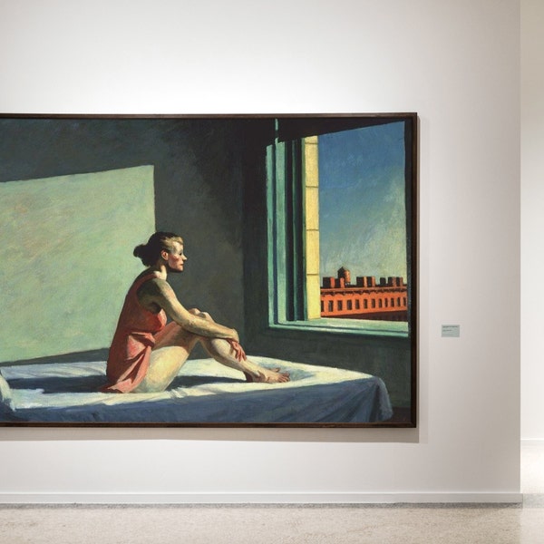 Morning Sun, By edward Hopper, Nighthawk, new york movie, exhibition poster, print framed set canvas Museum Gallery, American painter