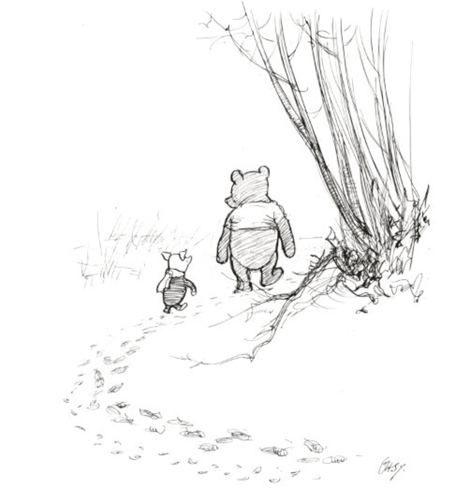 Winnie the Pooh Black and White Pooh and Piglet Pooh and - Etsy