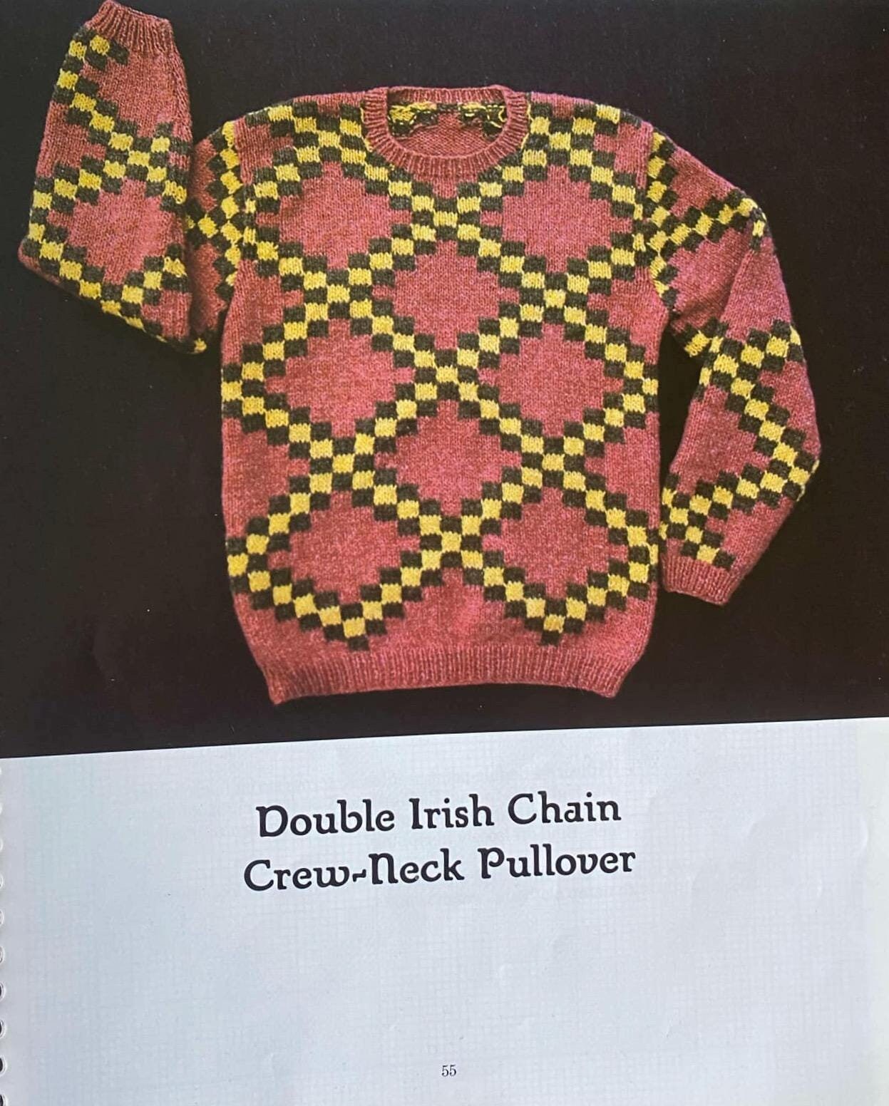 Vintage 1980s Knitting Pattern Americana Folk Design Double Irish Grid ...
