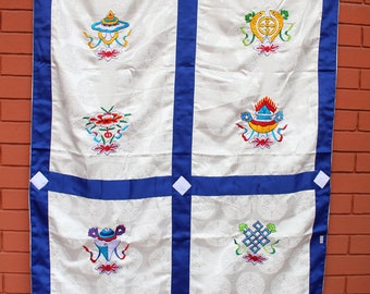 Tibetan Eight Auspicious Silk Door Curtain