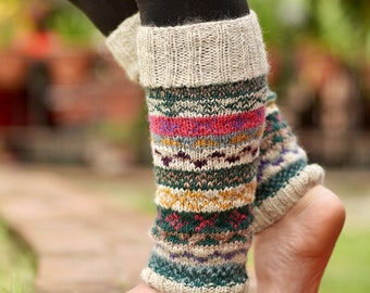 White Pink Multicolor Winter Sherpa Legwarmers