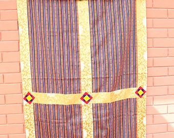 Silk Border Patchwork Bhutanese Fabric Door/ Wall Hanging Curtain