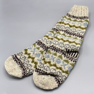 White Hand Knit Multicolor Winter Woolen Socks image 3