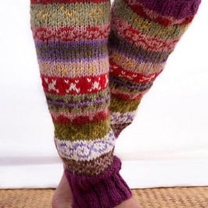 HandKnitted Purple Multicolor Warm Leg Warmers image 4