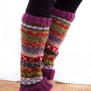 HandKnitted Purple Multicolor Warm Leg Warmers image 2