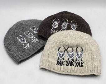 Yak Embroidered Woolen Hand Knitted Beanie