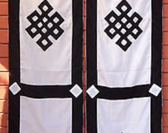 Tibetan Cotton Open/Split Door Curtain Endless Knot Design NEPAL