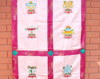 Handmade Tibetan Door Curtain Embroidered with 8 Auspicious Symbol