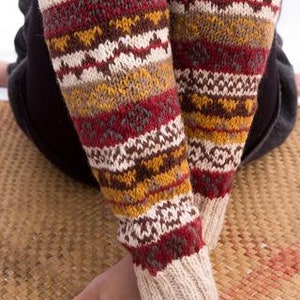 HandKnitted Red Cream Multicolor Soft Leg Warmers image 1