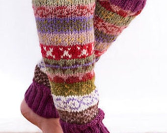 HandKnitted Purple Multicolor Warm Leg Warmers