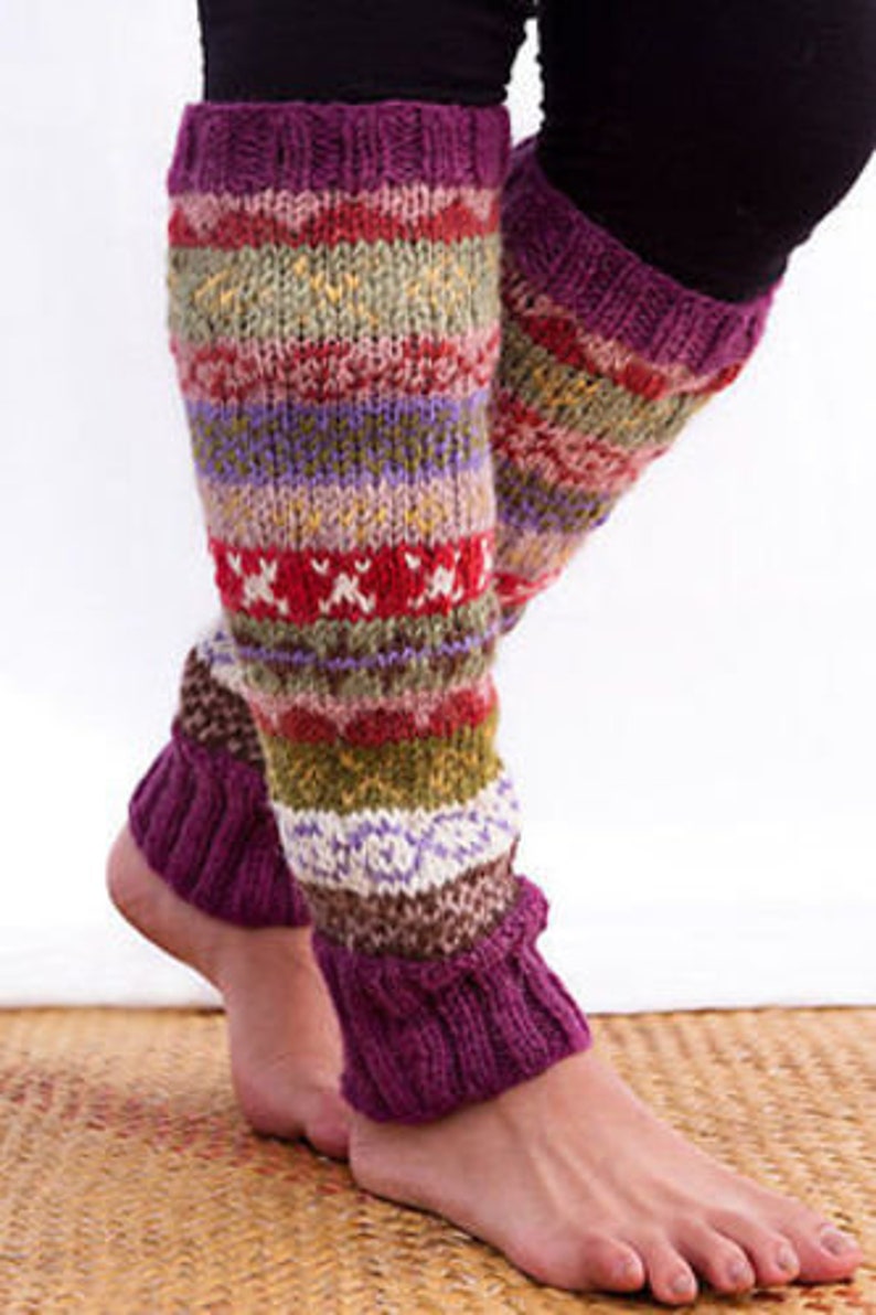 HandKnitted Purple Multicolor Warm Leg Warmers image 1