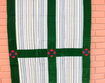 Bhutanese Woven Fabric with Velvet Border Tibetan Door Curtain Cover