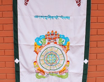 Tibetan Astrological Calendar Embroidered Silk Door Curtain