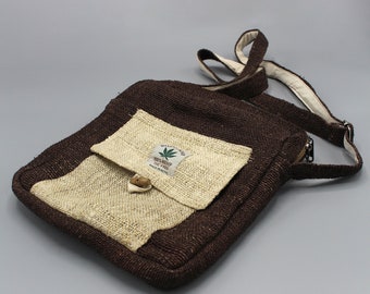 Brown Hemp Cross Body Travel Bag