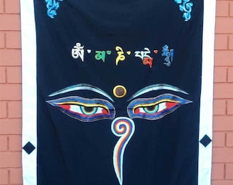 Buddha Eyes- Peace Eyes Full Embroidered Cotton Door Curtains