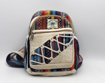 Rainbow Gheri Mixed Bhutan Design Punte Hemp Bag