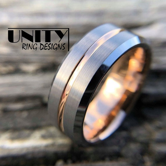 gold and silver tungsten ring