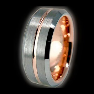 ROSE GOLD COPPER Tungsten Ring, Never Scratch, Silver Tungsten Ring, Wedding Band Mens, Tungsten Ring Mens Womens, Free Engraving image 4