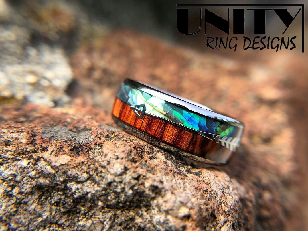 Koa wood and abalone ring outlet
