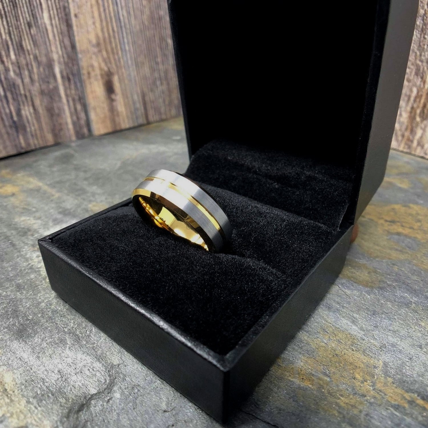 Silver & Gold Tungsten Ring — Tungsten Rings Tungsten Rings Wedding