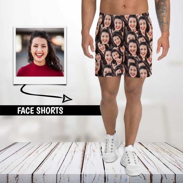 Personalized Crazy Face Athletic Shorts, Custom Face Boxers, Beach Long Men Shorts, Personalized Gift, Gift For Boyfriend, Husband Gift