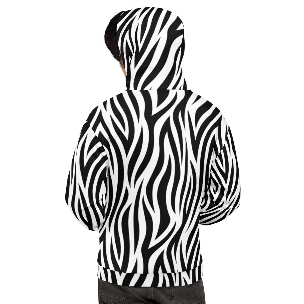 Zebra Stripes Hoodie Wild and Stylish Animal Print Hooded Sweatshirt Etsy