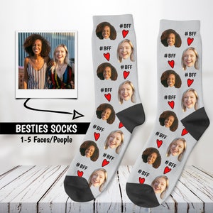 Calcetines personalizados de la cara de la amistad, calcetines  personalizados para amigos BFF