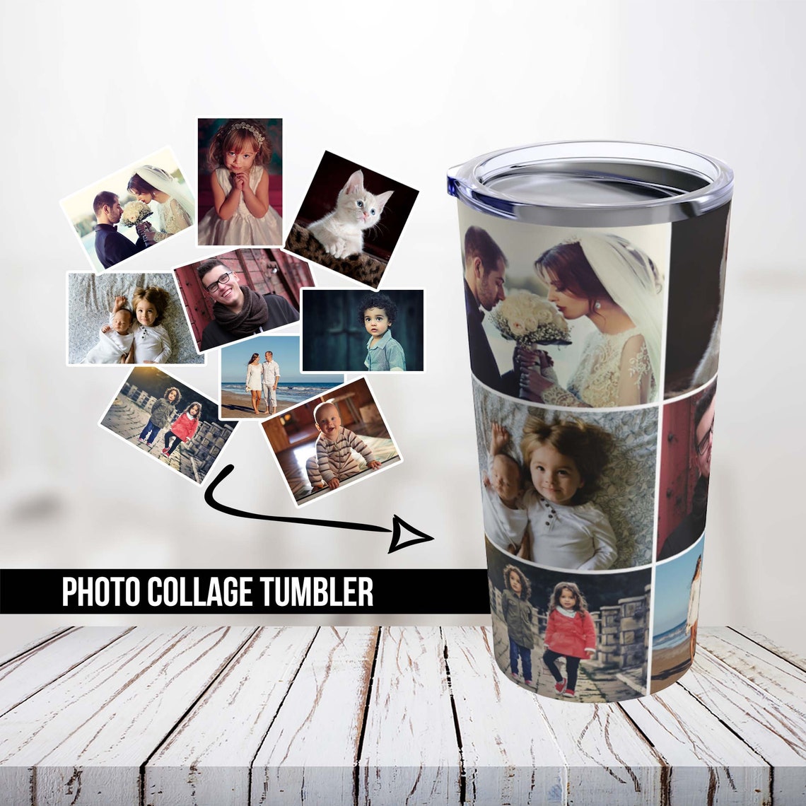 Custom Photo Collage Tumbler Photos Tumbler Personalized Etsy