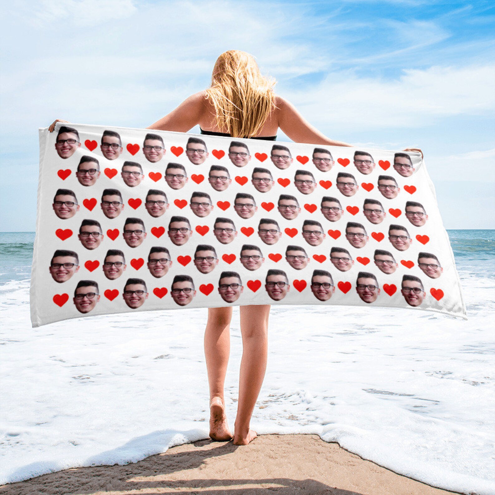 Custom Face Towel Photo Beach Towel Personalized Face Towel Etsy