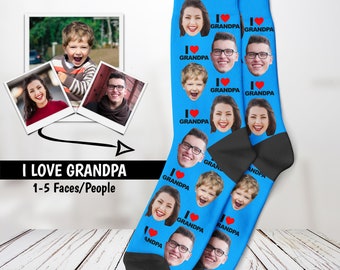 Regalo del día del padre, amo al abuelo, el mejor papá de todos los tiempos, abuelo n. ° 1, calcetines divertidos del abuelo, regalo para papá, calcetines de cara personalizados, regalo personalizado