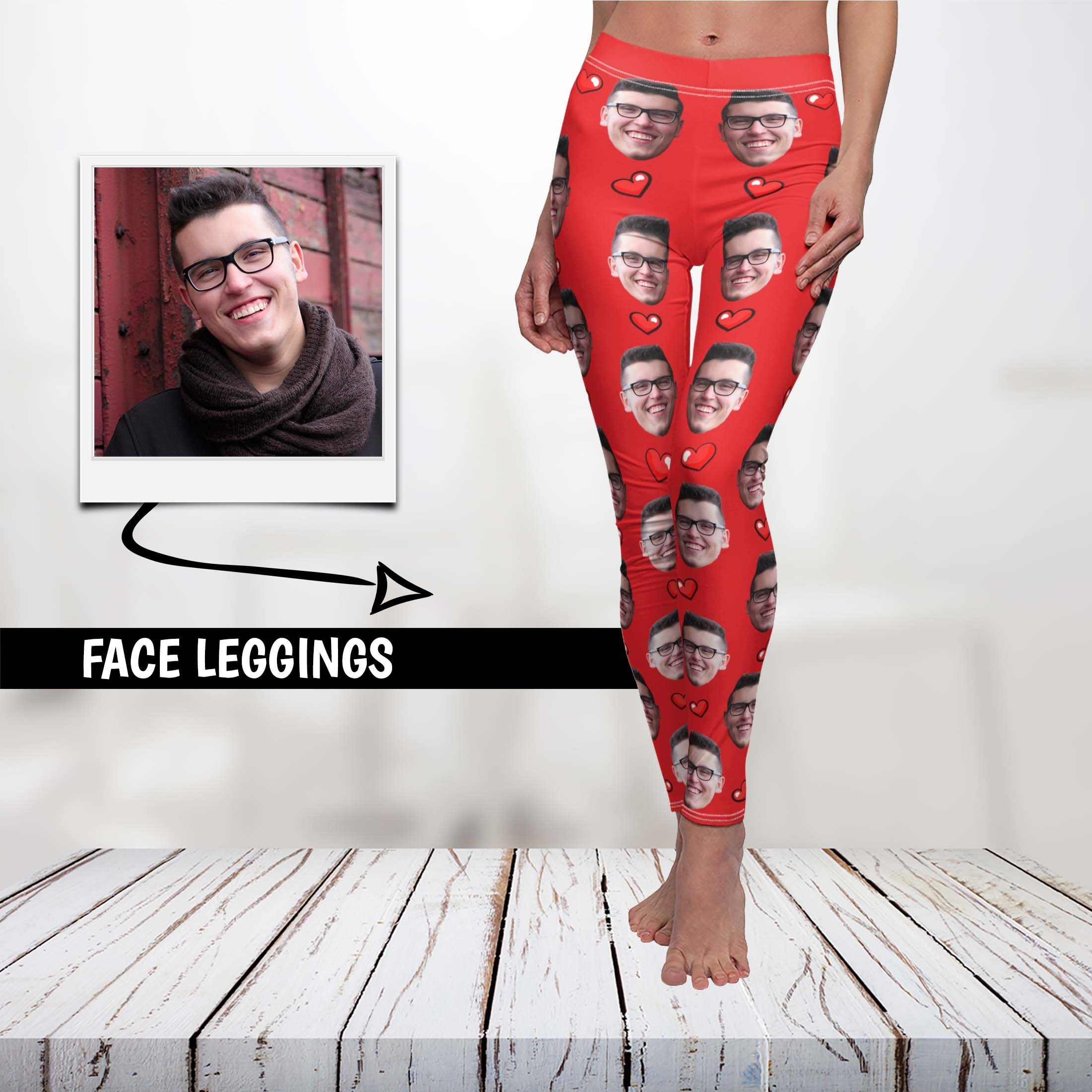 Face Leggings, Custom Photo Leggings, Funny Selfie Leggings, Faces