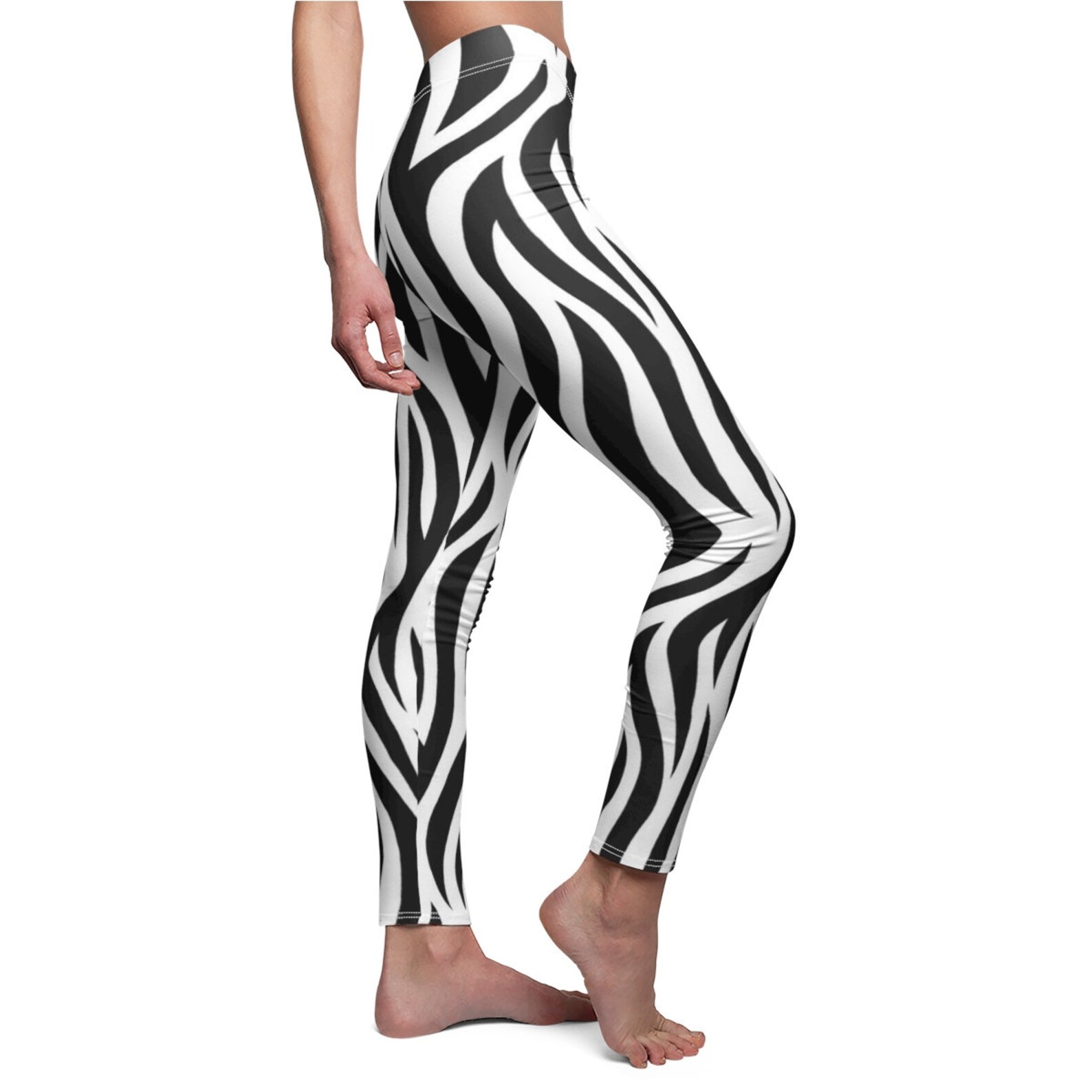 Zebra-Muster Damen Leggings schwarz und weiß Muster ...