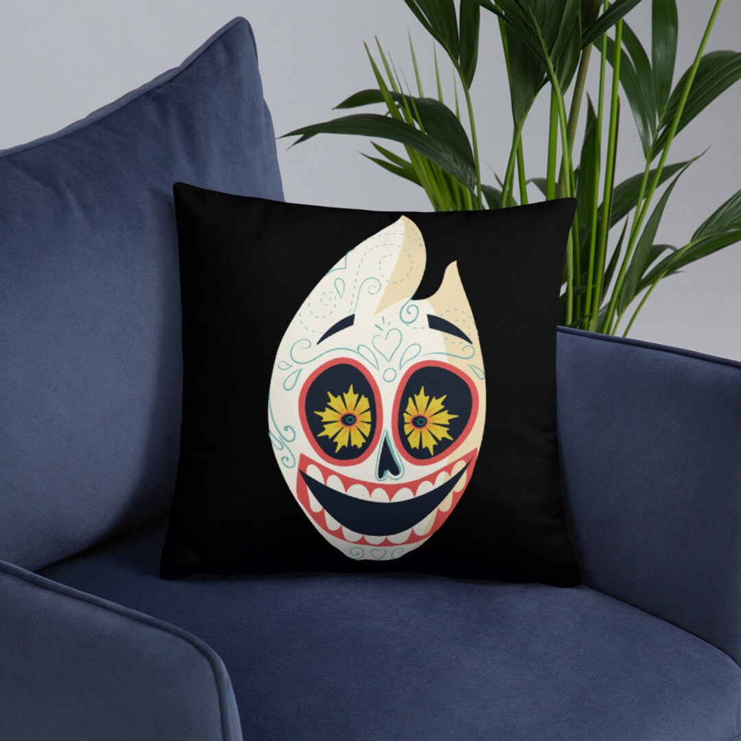 Floral Smile Skull Pillow Case With Stuffing Decorative Etsy