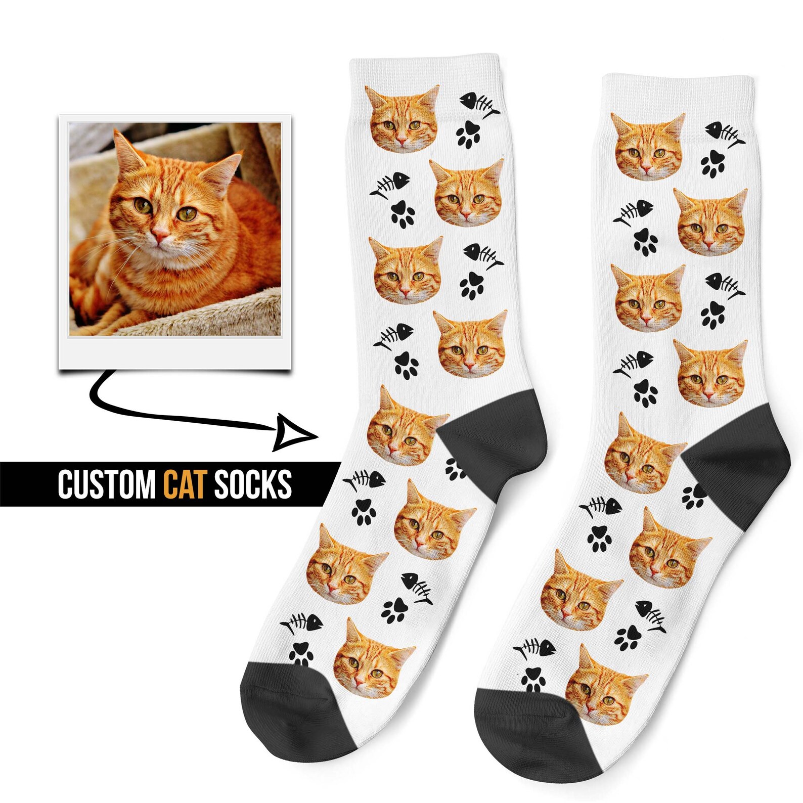 Custom Cat Face Socks Personalized Pet Photo Socks Put Your Etsy