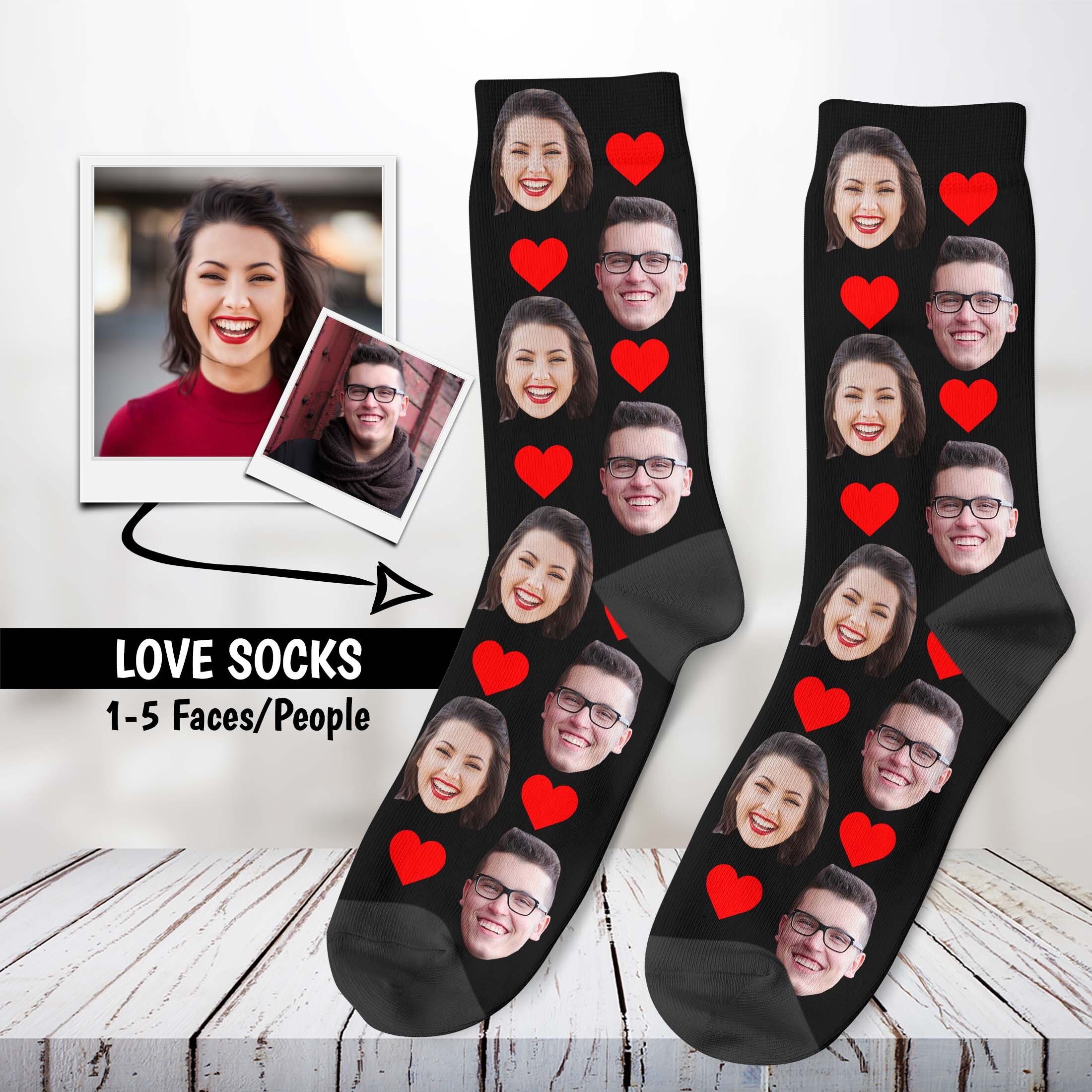 Gift For Dad, Personalized Heart Socks, Father&#39;s Day Socks, Gift For Grandad, Birthday Gift, Personalized Gift, Photo Face Socks