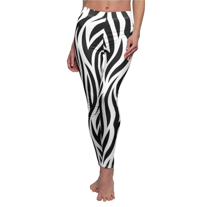 Zebra Pattern Women's Leggings Black and White Pattern | Etsy