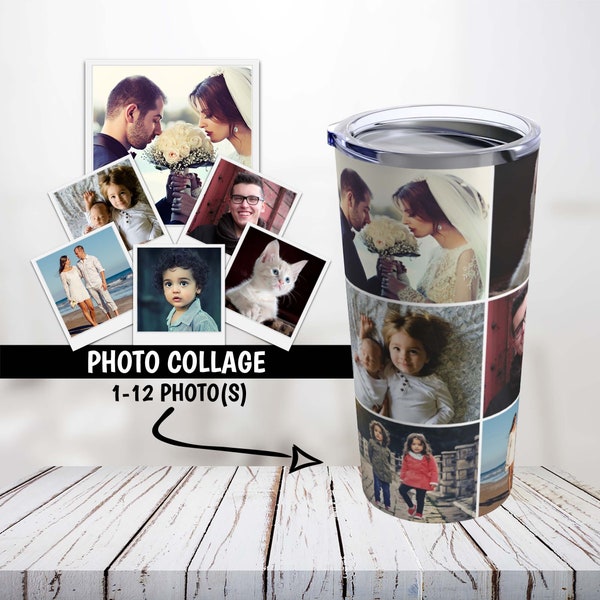 Photos Collage Tumbler, Photos Tumbler, Personalized Travel Mug, Gift For Her, Gift for Mom, Custom Pictures Tumbler, Friend Birthday Gift