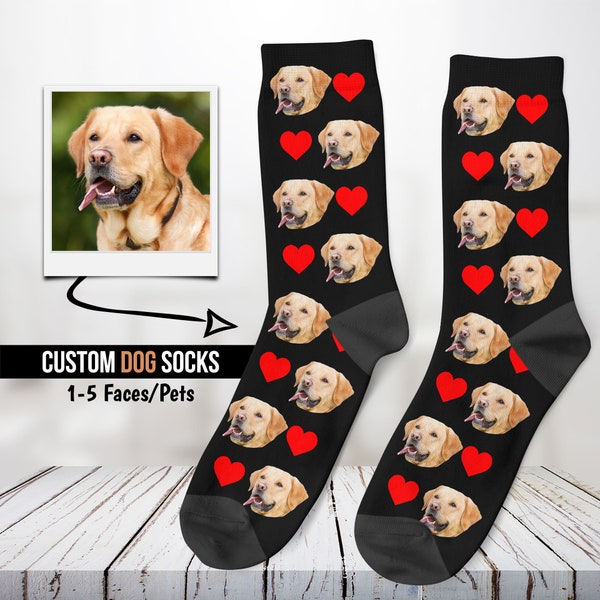 Custom Dog Socks, Personalized Pet Socks, Customized Love Socks, Face Socks, Dog Lover Gift, Dog Mom, Dog Dad, Heart Socks, Photo Socks