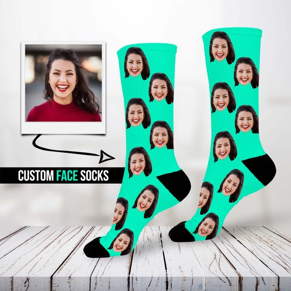 Custom Face Socks PrintAny Face Person Dog or Cat On The | Etsy